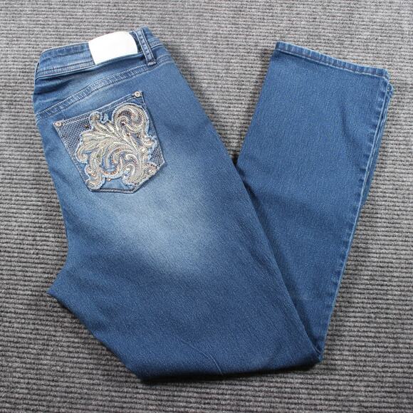 Hydraulic Jeans Womens 18W Blue Curvy Micro Boot Bootcut Embroidered Pockets - Picture 1 of 11